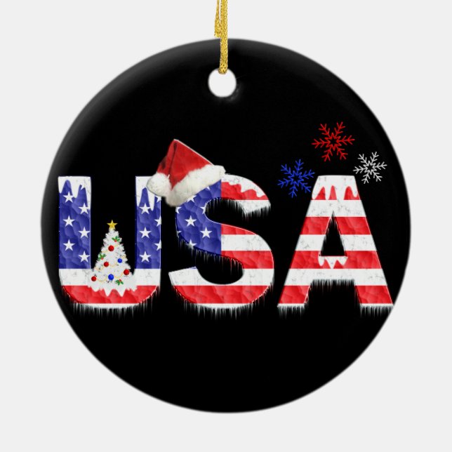 USA für Weihnachten Keramik Ornament (Hinten)