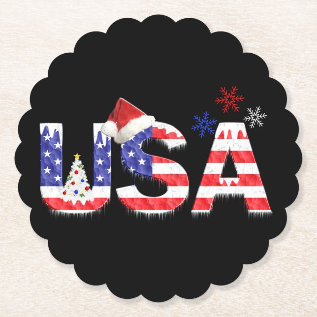 USA für Weihnachten Untersetzer (Vorderseite)