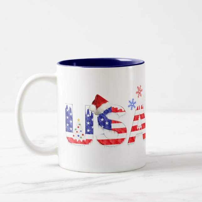 USA für Weihnachten Zweifarbige Tasse (Links)