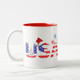 USA für Weihnachten Zweifarbige Tasse