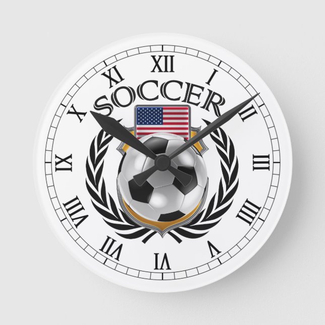 USA Fußball 2016 Fangerät Runde Wanduhr (Vorderseite)