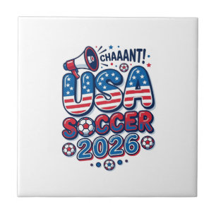 USA Fußball 2026 Fußball Fett Land Typografie Tra Fliese