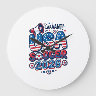 USA Fußball 2026 Fußball Fett Land Typografie Tra Große Wanduhr