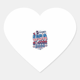 USA Fußball 2026 Fußball Fett Land Typografie Tra Herz-Aufkleber