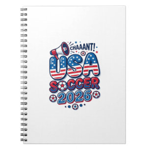 USA Fußball 2026 Fußball Fett Land Typografie Tra Notizblock