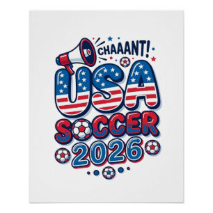 USA Fußball 2026 Fußball Fett Land Typografie Tra Poster