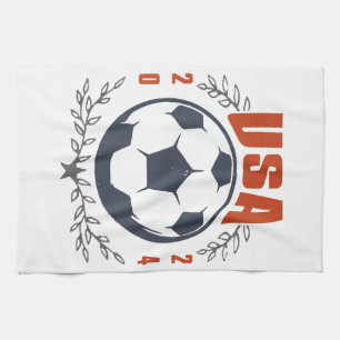 USA Fußball Ball 2024 Stars & Laurel Wreath Vintag Geschirrtuch