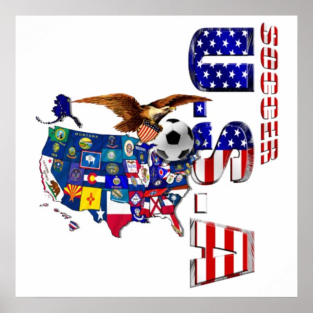 USA Fußball-Karte Poster (Vorne)
