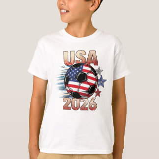 USA Fußball mit roten weißen blauen Sternen 2026 f T-Shirt