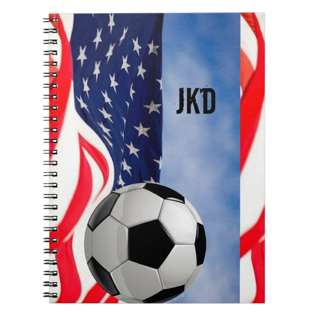 USA-Fußball-Notebook mit Monogramm Notizblock (Vorderseite)