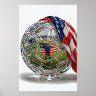 USA Fußball Ruhm Kristallkugel Kunst Poster