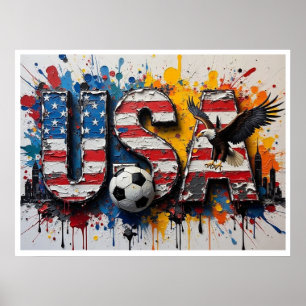 USA-Fußball-Stadtlandschaft im Stil eines Ölgemäld Poster