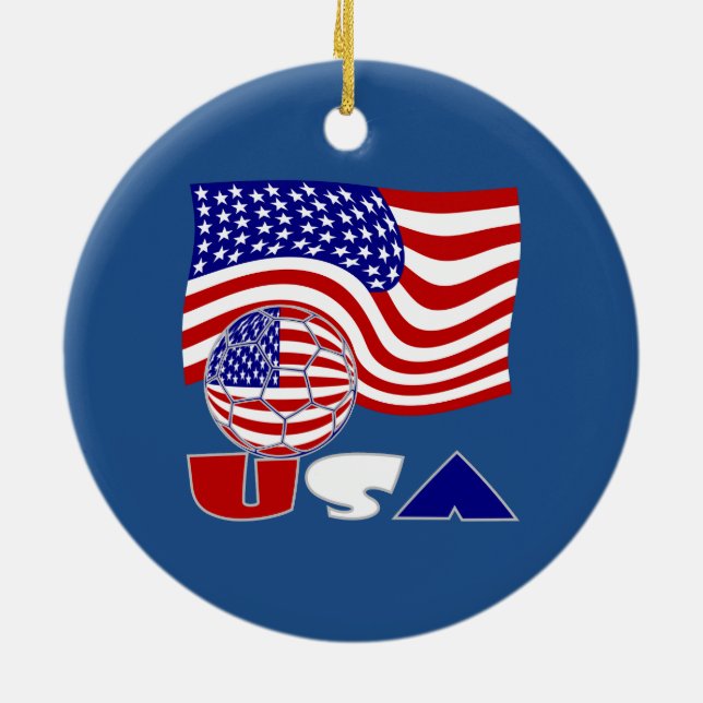 USA Fußball und Flagge Keramikornament (Hinten)