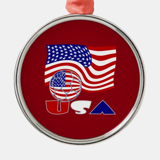 USA Fußball und Flagge Ornament Aus Metall (Vorne)
