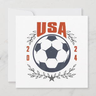USA Fußballball 2024 Sterne & Lorbeerkranz Vintage Einladung
