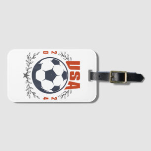 USA Fußballball 2024 Sterne & Lorbeerkranz Vintage Gepäckanhänger