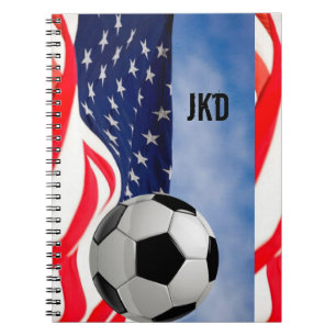 USA-Fußballnotizbuch mit Ihrem Monogramm Notizblock
