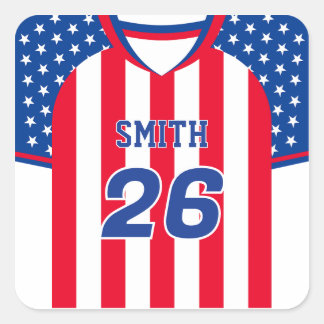 USA-Fußballtrikot mit individuellem Namen und Numm Quadratischer Aufkleber
