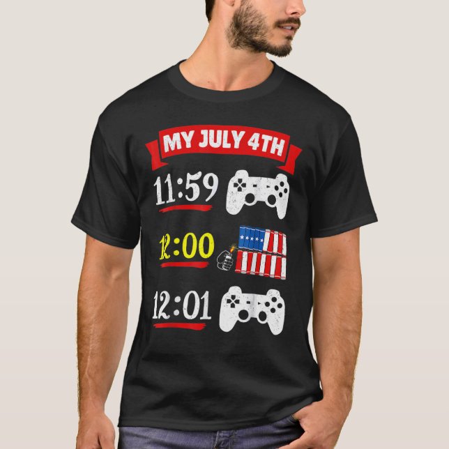 USA Gaming Video Game Time 4. Juli Gamer Kids T-Shirt (Vorderseite)
