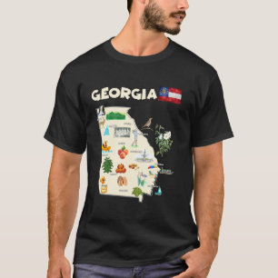 Usa Georgia Staat Travel Map Cities Flag Sehenswür T-Shirt