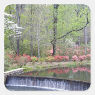 USA, Georgien, Pine Mountain. Ein kleiner Wasserfa Quadratischer Aufkleber