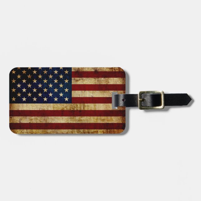USA/gerundete Flagge Gepäckanhänger (Vorderseite horizontal)