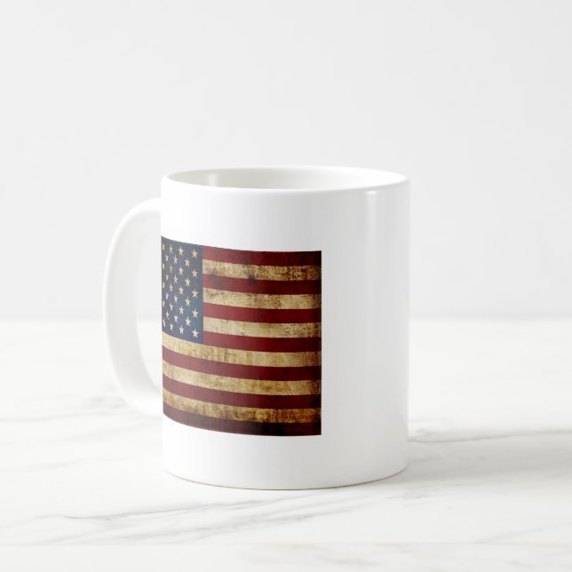 USA/gerundete Flagge Kaffeetasse (Vorderseite Links)