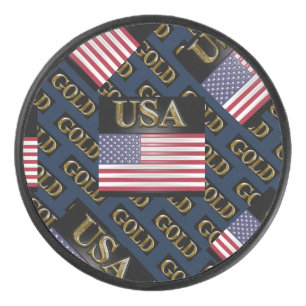 USA GOLD EISHOCKEY PUCK