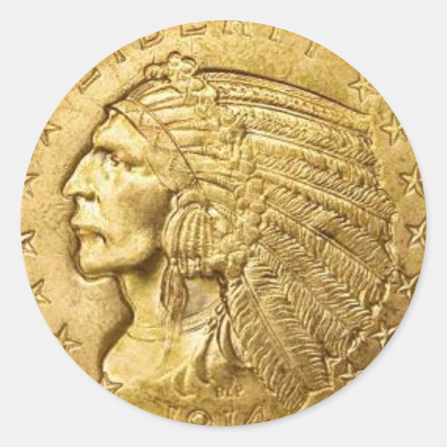USA Gold Piece Runder Aufkleber (Vorderseite)