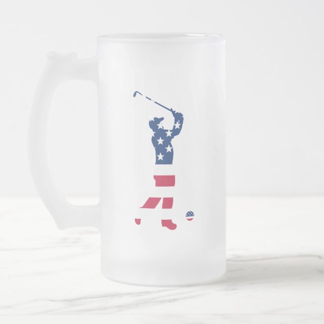 USA golf America flagge golfer Mattglas Bierglas (Links)