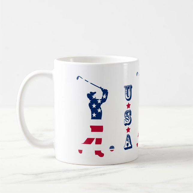 USA Golf American Flag Golfer Kaffeetasse (Links)