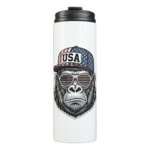 USA Gorilla Vintage Gravur Patriotisches Shirt Des Thermosbecher