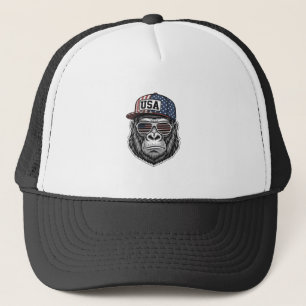 USA Gorilla Vintage Gravur Patriotisches Shirt Des Truckerkappe