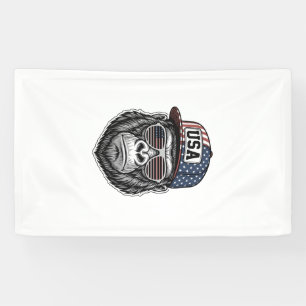 USA Gorilla Vintage Gravur Patriotisches T-Shirt D Banner
