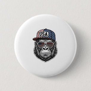 USA Gorilla Vintage Gravur Patriotisches T-Shirt D Button