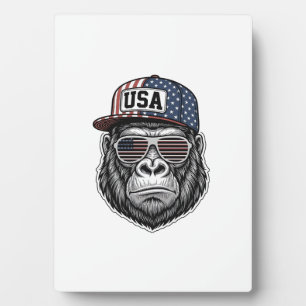 USA Gorilla Vintage Gravur Patriotisches T-Shirt D Fotoplatte