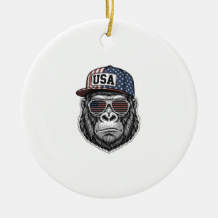 USA Gorilla Vintage Gravur Patriotisches T-Shirt D Keramik Ornament