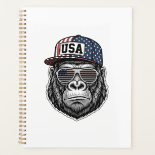 USA Gorilla Vintage Gravur Patriotisches T-Shirt D Planer