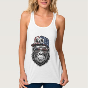 USA Gorilla Vintage Gravur Patriotisches T-Shirt D Tank Top