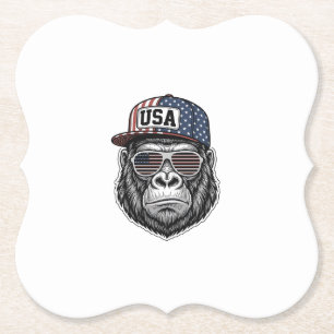 USA Gorilla Vintage Gravur Patriotisches T-Shirt D Untersetzer