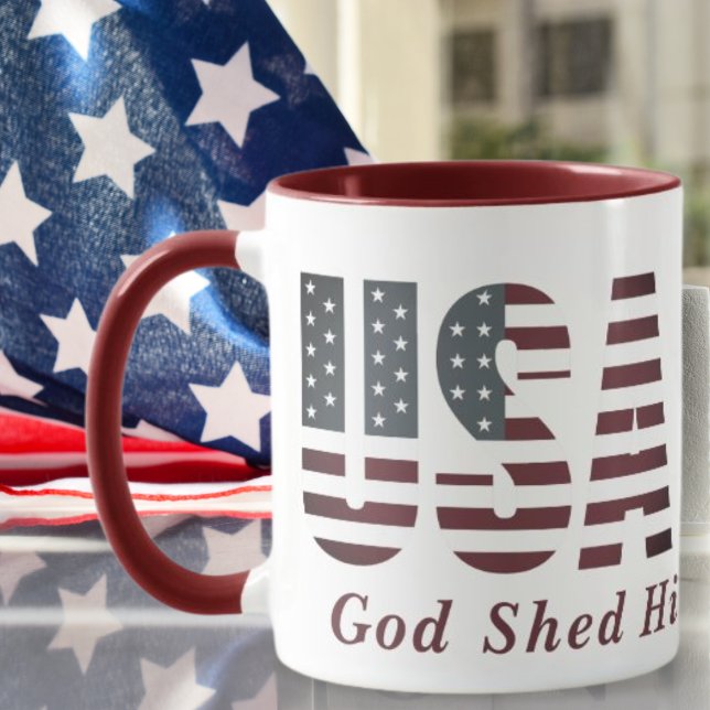 USA Gott schüttelte seine Gnade auf das Patriotisc Tasse (Von Creator hochgeladen)