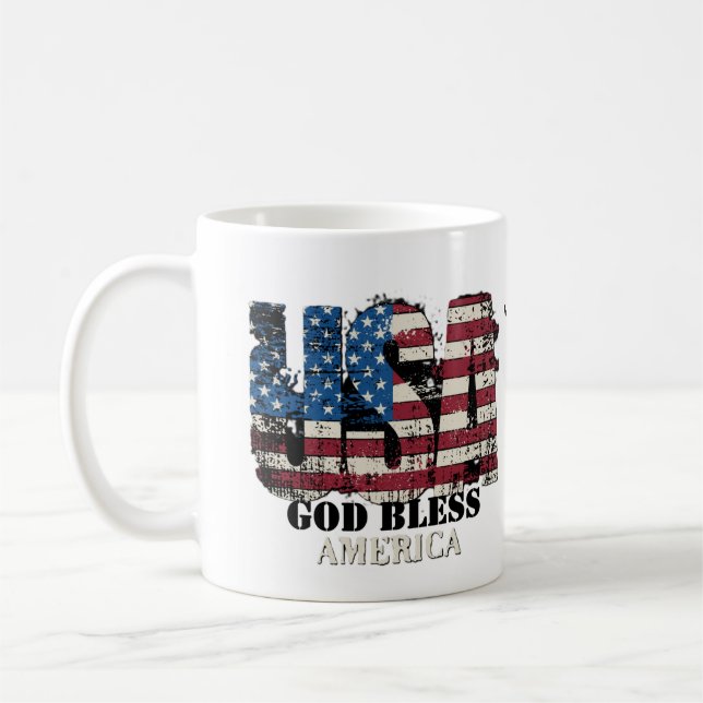 USA Gott segne Amerika Kaffeetasse (Links)
