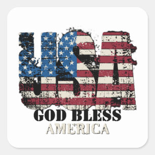 USA Gott segne Amerika Quadratischer Aufkleber