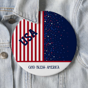 USA Gott segne Amerika Star Patriotic 4. Juli Button