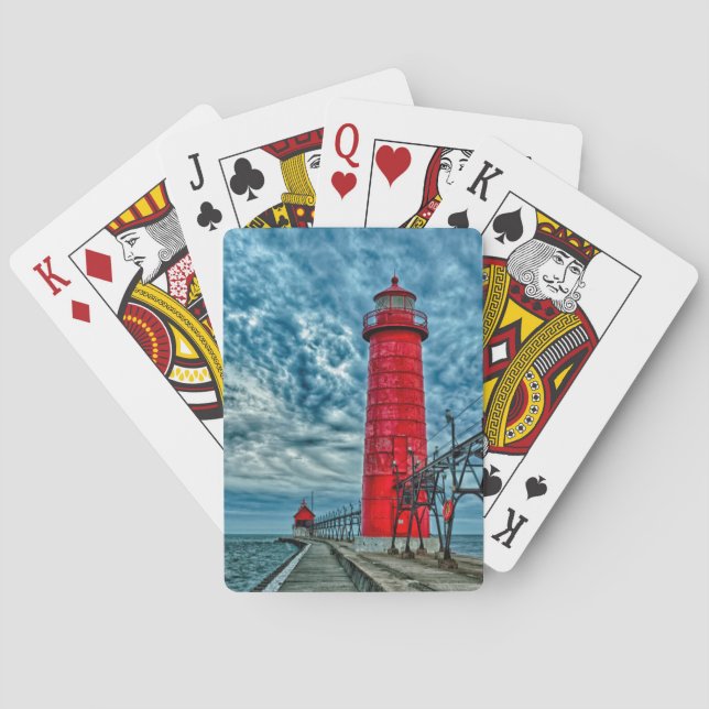 USA, Grand Haven, Michigan, Leuchtturm Spielkarten (Rückseite)