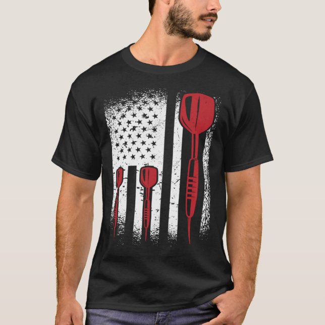 USA Graphic Dart Player Darts Dartboard Bullseye T T-Shirt (Vorderseite)