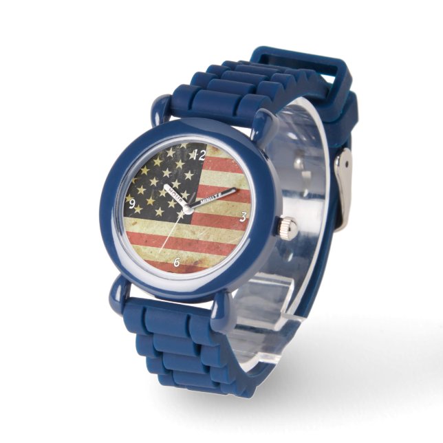 USA Grunge Flag Watch Armbanduhr (Winkel)