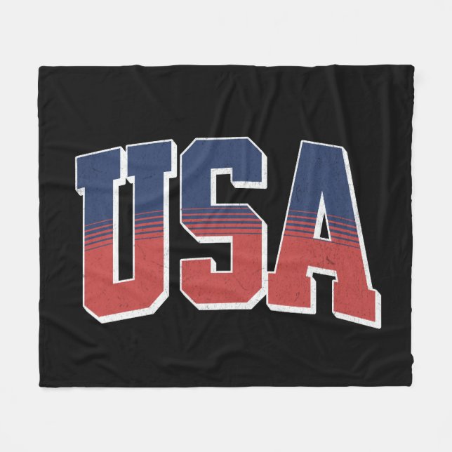 USA Grunge Text Design Fleecedecke (Vorderseite (Horizontal))