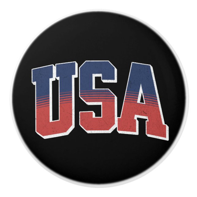 USA Grunge Text Design Keramikknauf (Vorderseite)