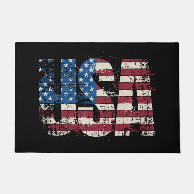 USA Grunge Text Design mit Flagge Fußmatte (Vorderseite)